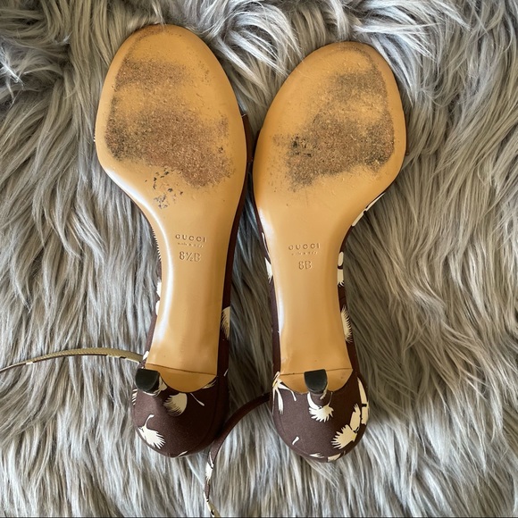 GUCCI orchid print ankle strap heels - Picture 13 of 15